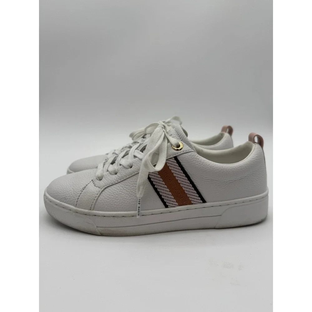 Ted Baker White Leather Sneakers Men's US 8 Casual‎ Lace Up Shoes